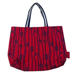 Estee Lauder Nautical Rope Knot Red Blue Double Handle Shopping Tote Bag